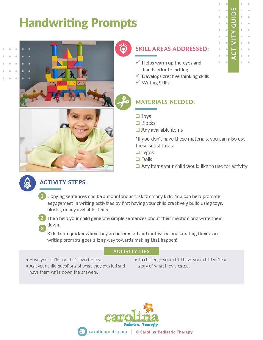 Final Version - Activity Guide - Handwriting Prompts - Dave Henderson, OT