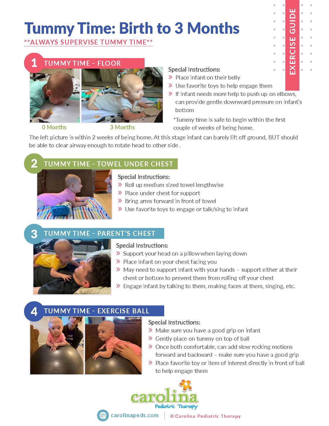 Final Version - Exercise Guide - Tummy Time - Birth to 3 months - Tara Warner, PT